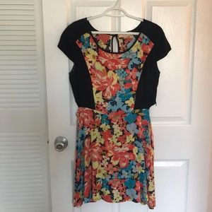 Pink Rose side cutout floral mini dress